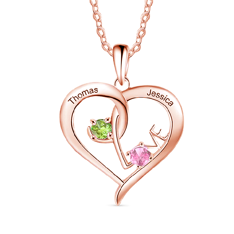 Gnoce Simple Love Interlaced Heart Birthstone Necklaces