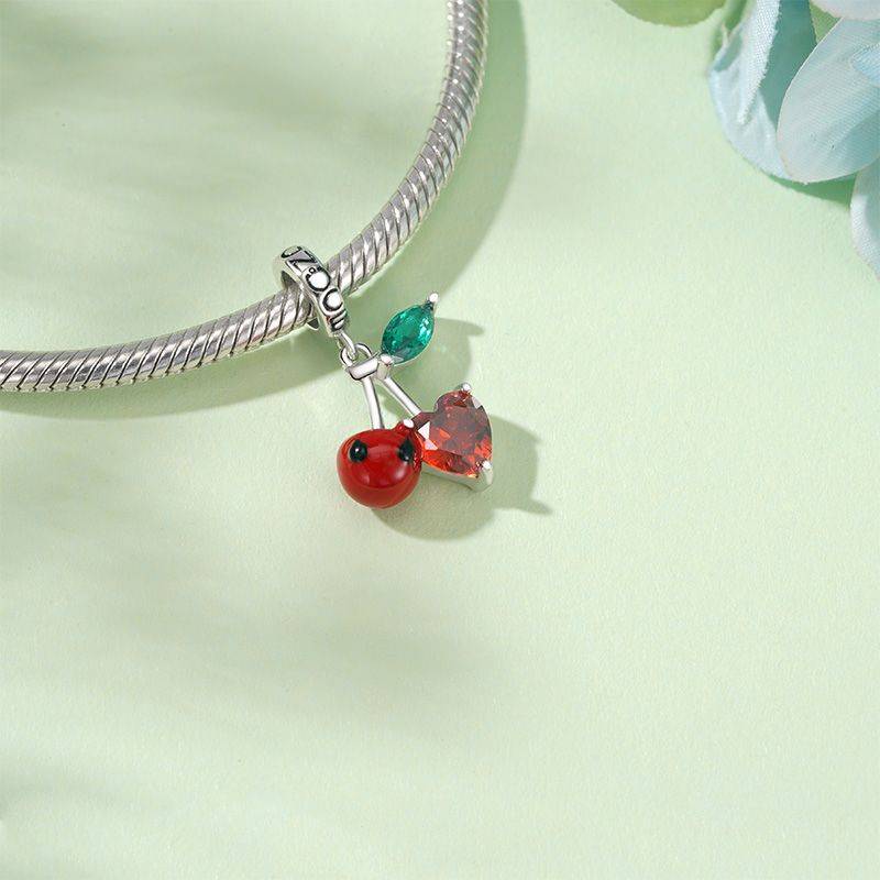 Gnoce Cherry Embraces Heart Gem Pendant Dangle Charm