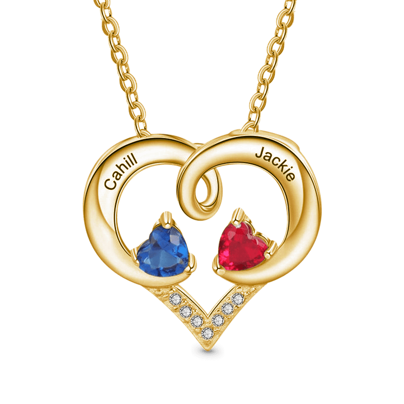 Gnoce Simple Love Heart Birthstone Necklaces