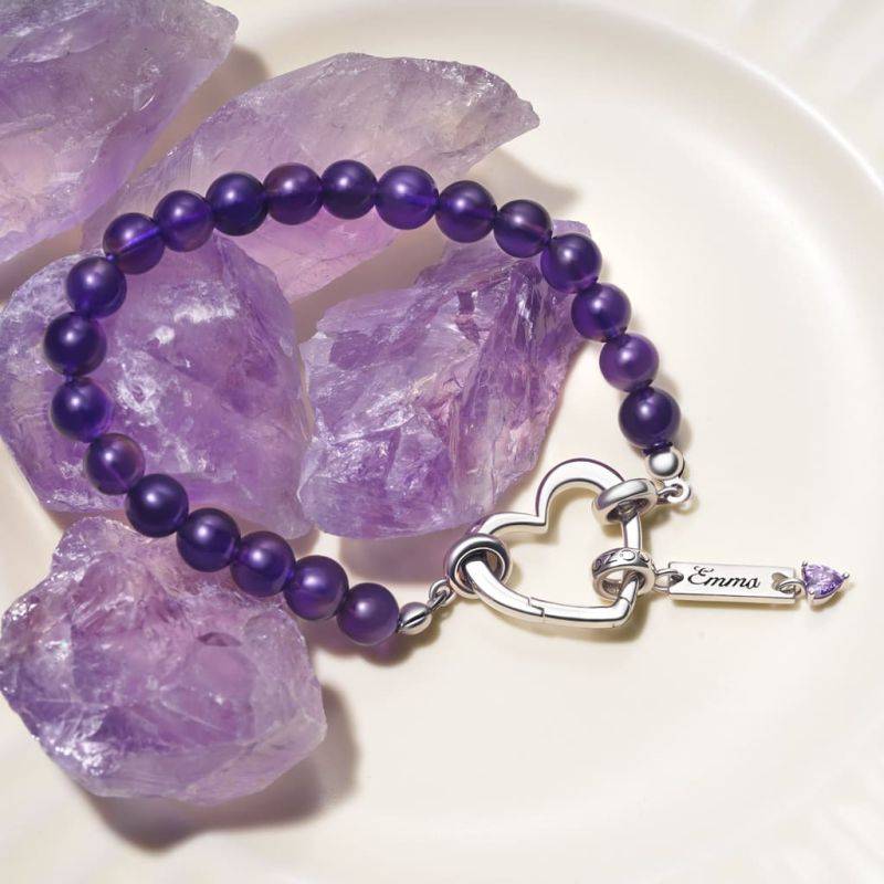 Gnoce Amethyst Energy Beaded Stretch Bracelets
