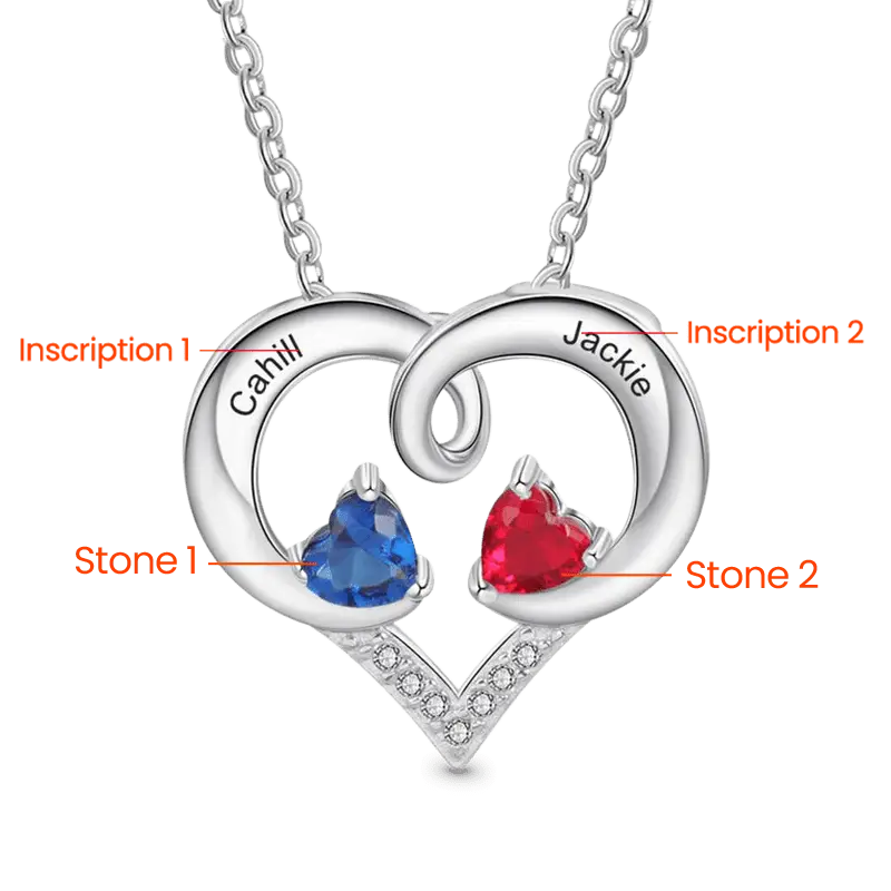 Gnoce Simple Love Heart Birthstone Necklaces