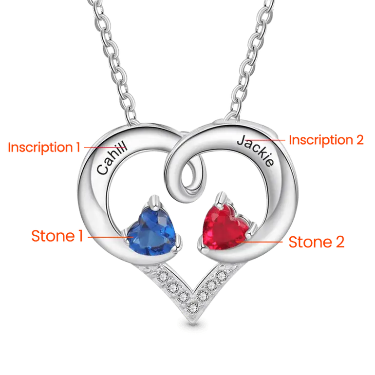 Gnoce Simple Love Heart Birthstone Necklaces