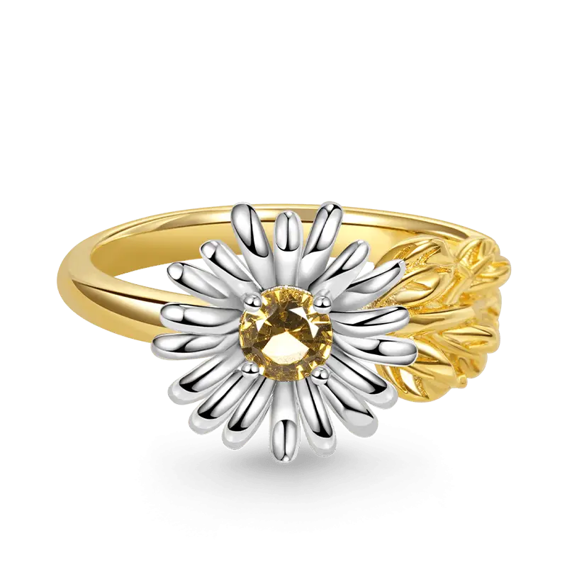 Gnoce Adjustable Open Daisy Flower Ring