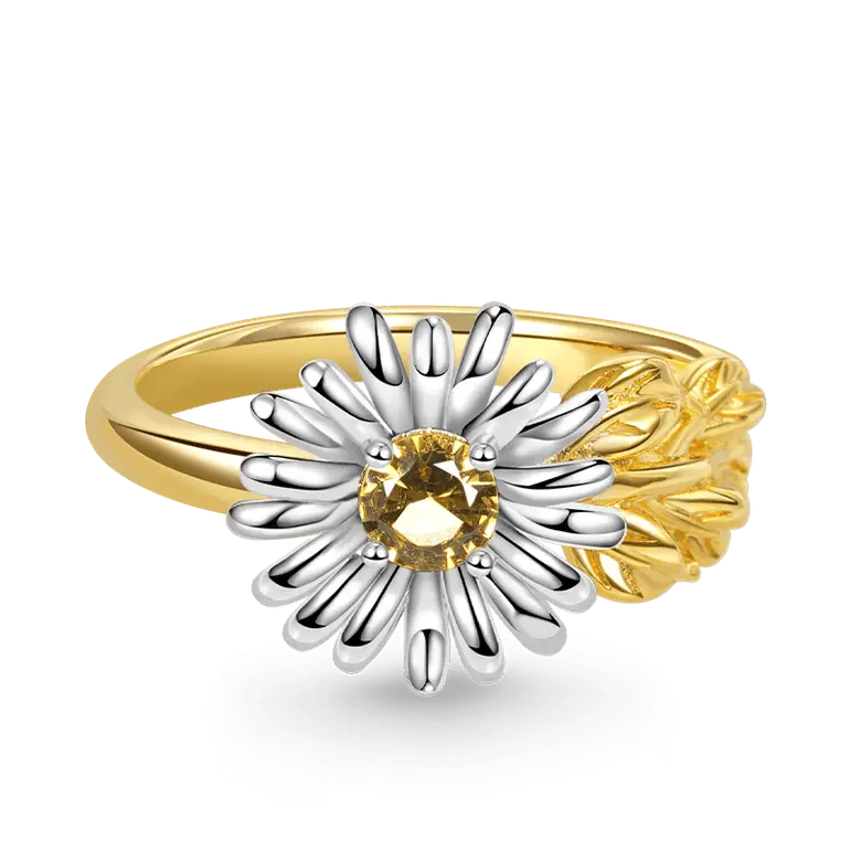 Gnoce Adjustable Open Daisy Flower Ring