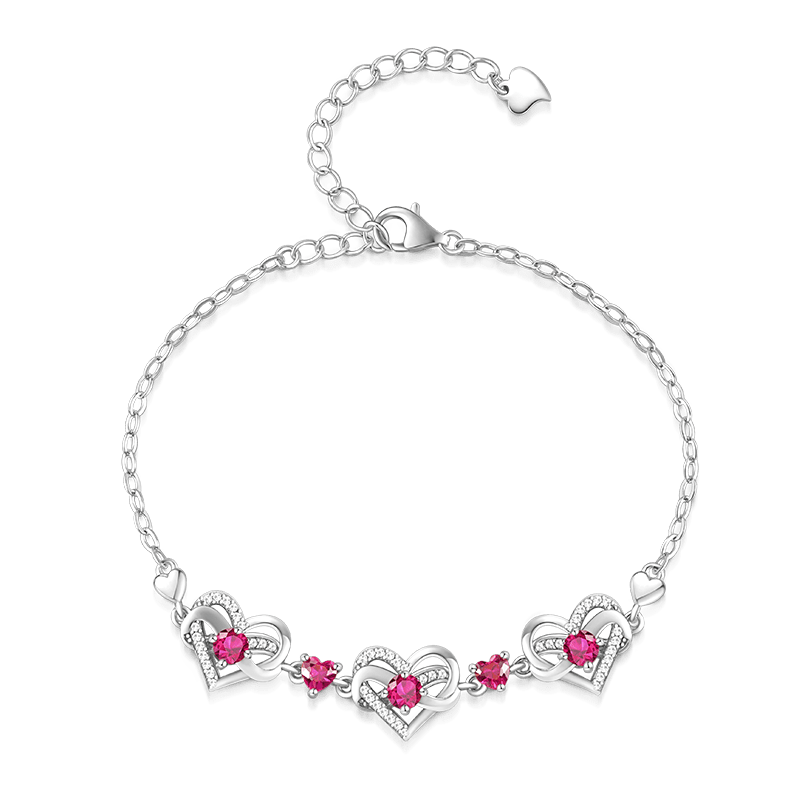 Gnoce Silver Infinite Love Heart Birthstone Bracelets