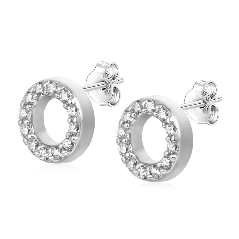 Gnoce Mini Pave Disc Stud Earrings