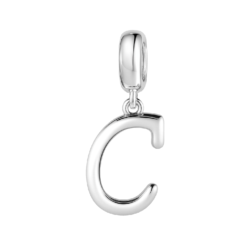 Letter C 925 Sterling Silver Dangling Charm Great for Bracelets Necklaces