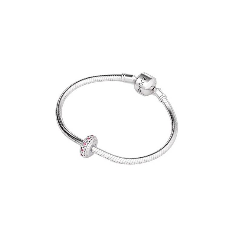 925 Sterling Silver Rose Stone Stopper for Charm Bracelets
