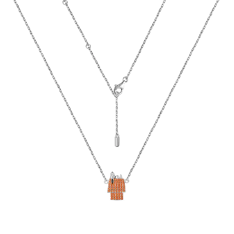 Gnoce Peanuts Lying Snoopy Doghouse Diamond Necklaces