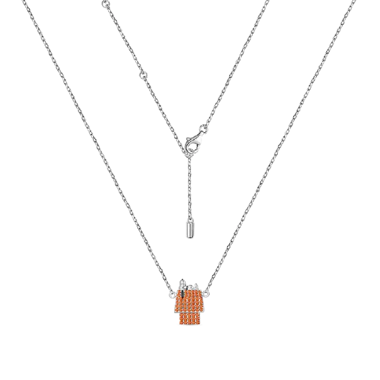 Gnoce Peanuts Lying Snoopy Doghouse Diamond Necklaces