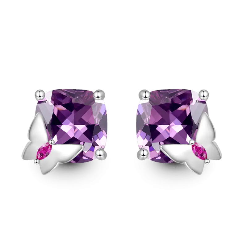 Gnoce Purple Butterfly Stud Earrings
