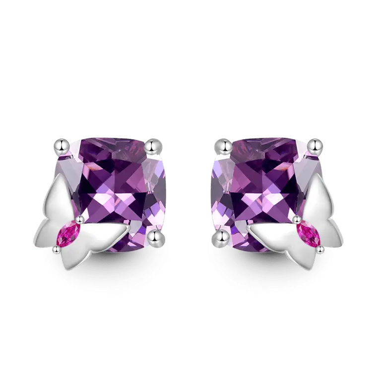 Gnoce Purple Butterfly Stud Earrings