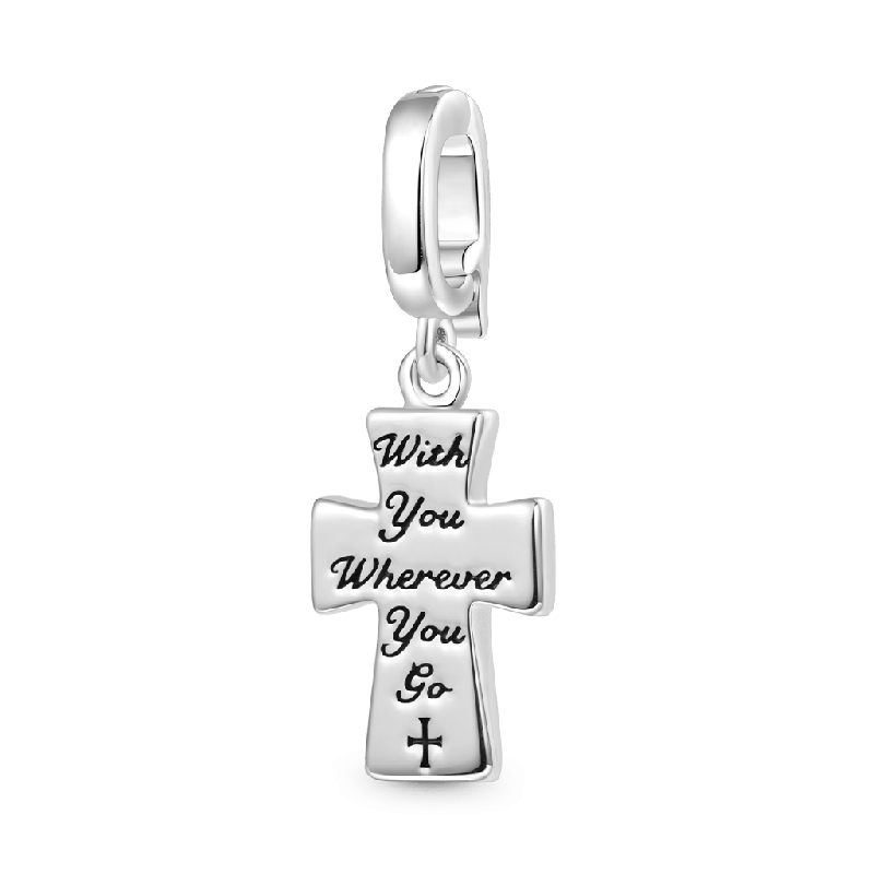 Gnoce 'With you wherever you go' Religious Cross Clasp Clusters Charm