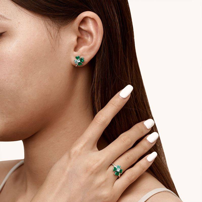 Gnoce Lucky Four Leaf Clover Stud Earrings