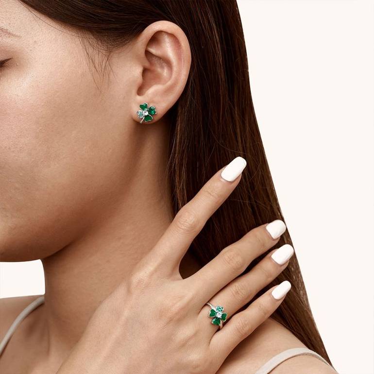 Gnoce Lucky Four Leaf Clover Stud Earrings