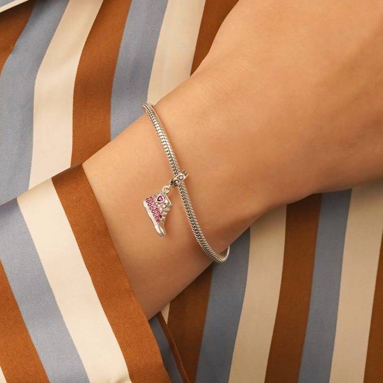 Gnoce Pink Canvas Shoe Pendant Dangle Charm