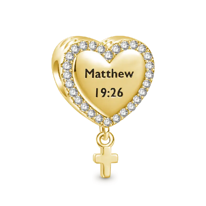 Gnoce 18k Gold Plated Double-Sided Devotion Heart Charm