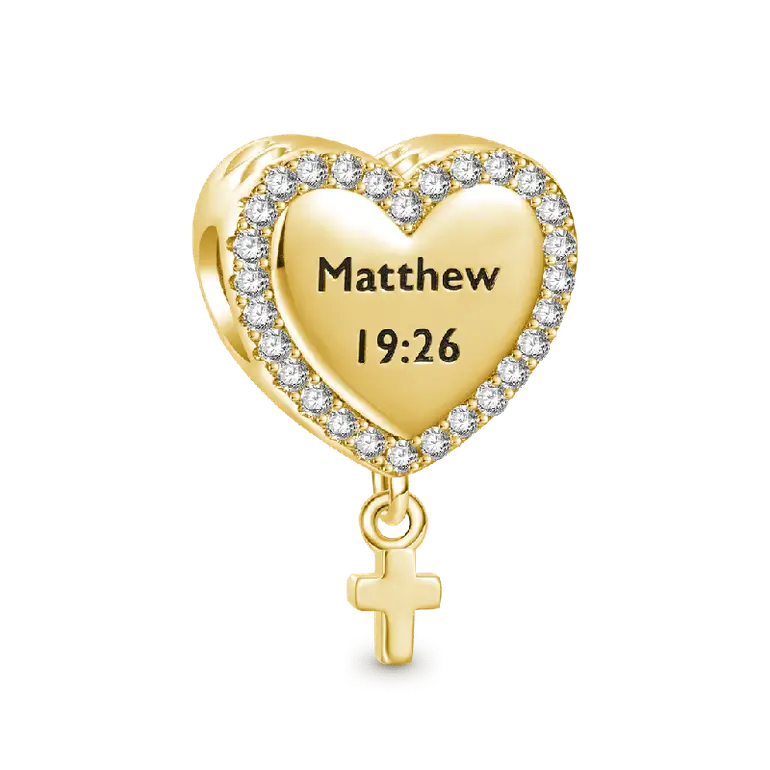 Gnoce 18k Gold Plated Double-Sided Devotion Heart Charm