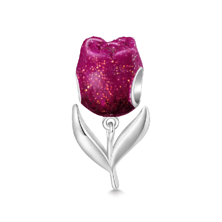 Gnoce Black Tulip Flower Charm