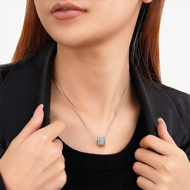 Gnoce Turquoise Halo Drum Pendant Necklaces