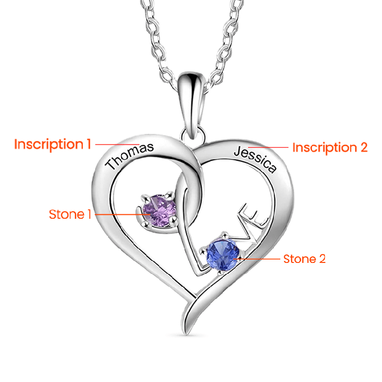 Gnoce Simple Love Interlaced Heart Birthstone Necklaces