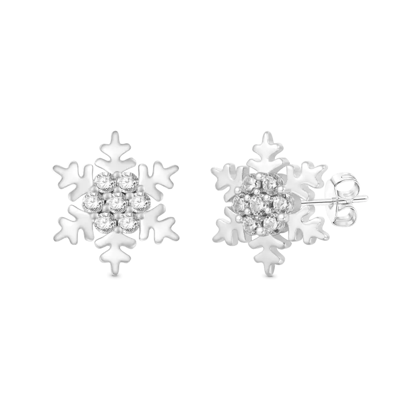 Gnoce Sparkling Snowflake Stud Earrings