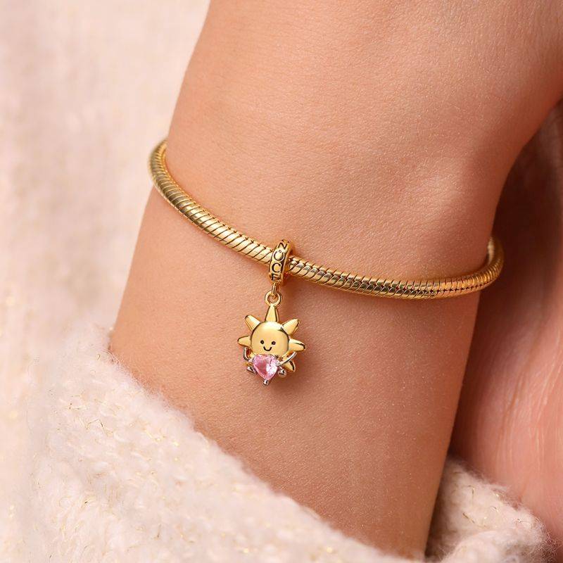 Gnoce Smiling Sun Embraces Love Pendant Dangle Charm