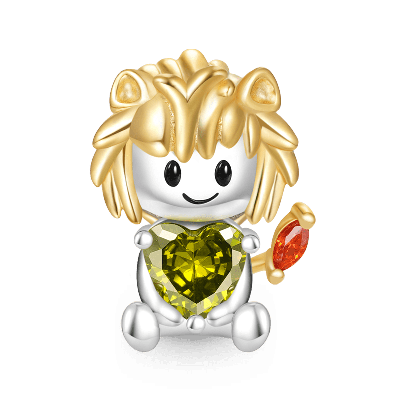 Gnoce Leo Zodiac Sign Embraces Heart Gem Charm