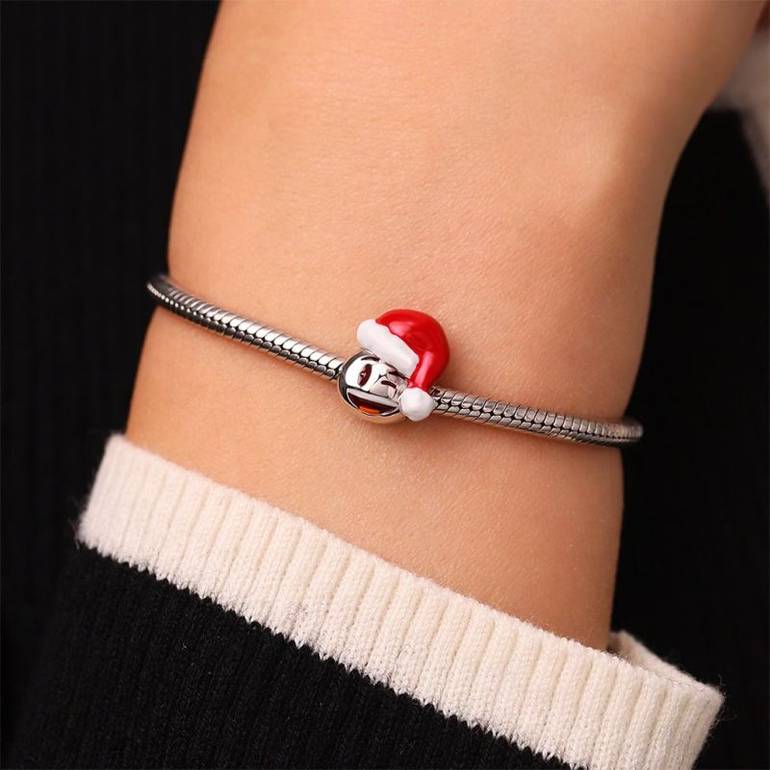 Gnoce Santa Hat Winking Smiley Pumpkin Charm