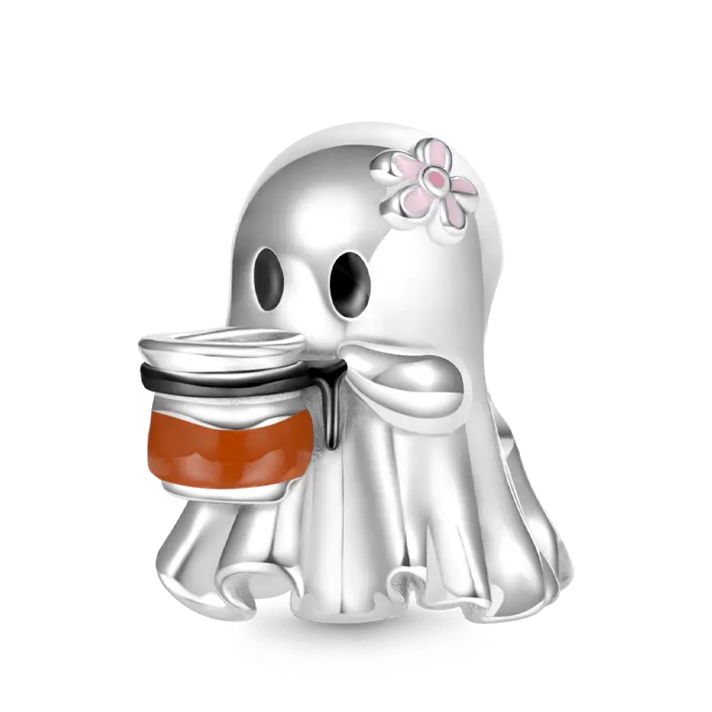 Gnoce Ghost Drinking Coffee Halloween Gift Charm