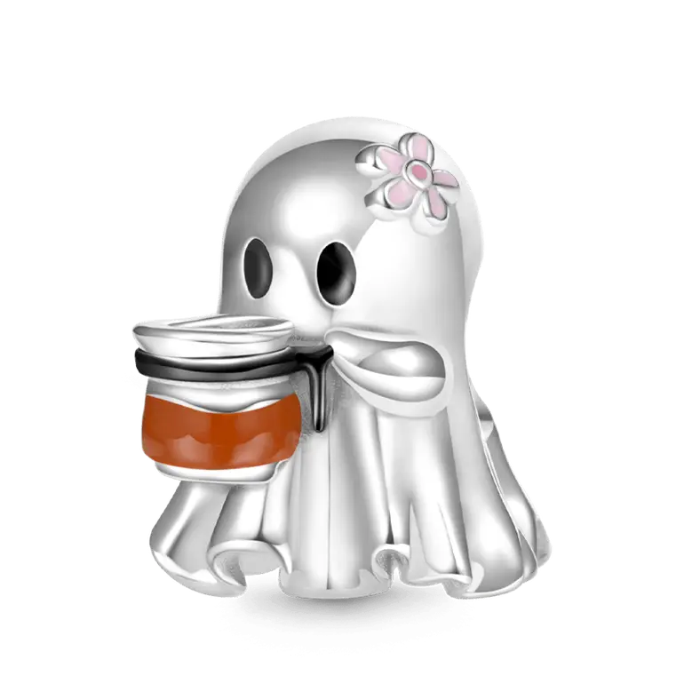 Gnoce Ghost Drinking Coffee Halloween Gift Charm