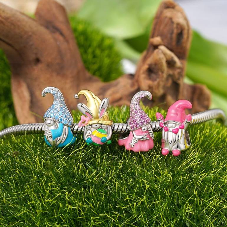 Gnoce Valentines Day Pink Heart Gnome Girl Charm