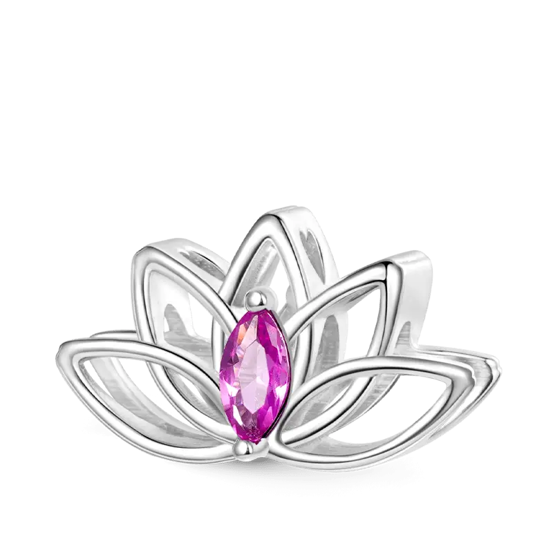 Gnoce Lotus Flower Birthstone Charm
