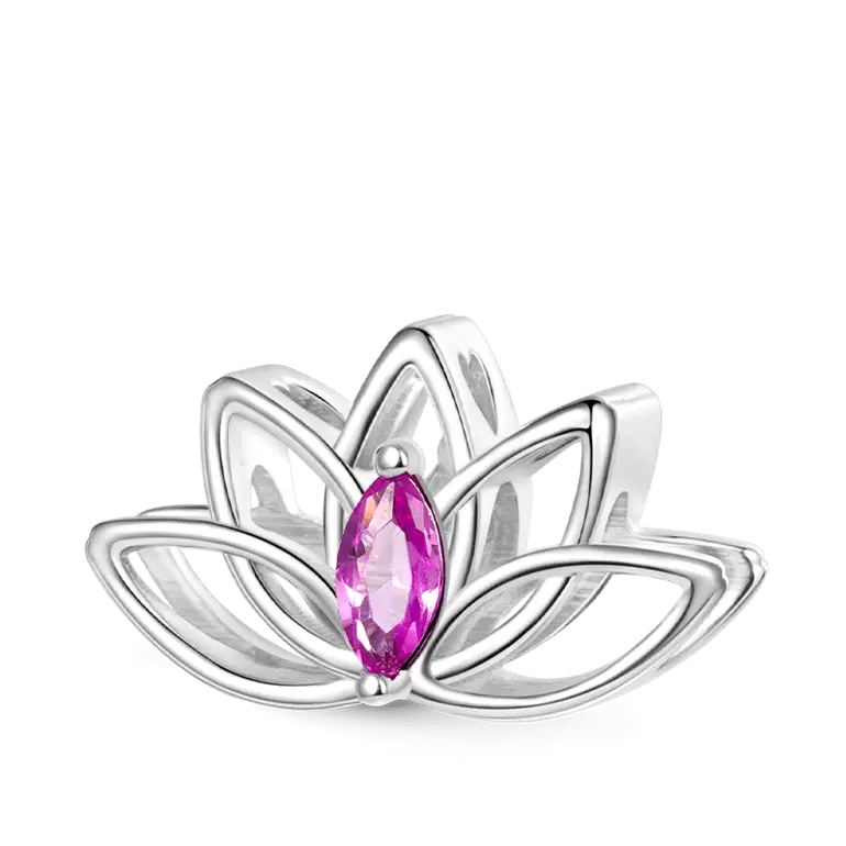 Gnoce Lotus Flower Birthstone Charm
