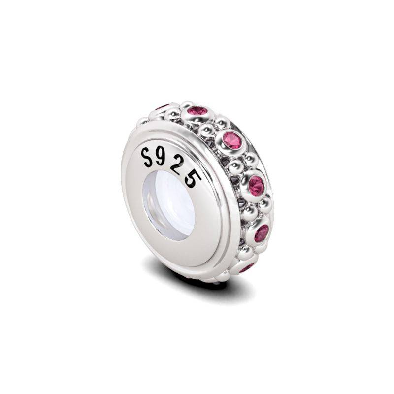 925 Sterling Silver Rose Stone Stopper for Charm Bracelets