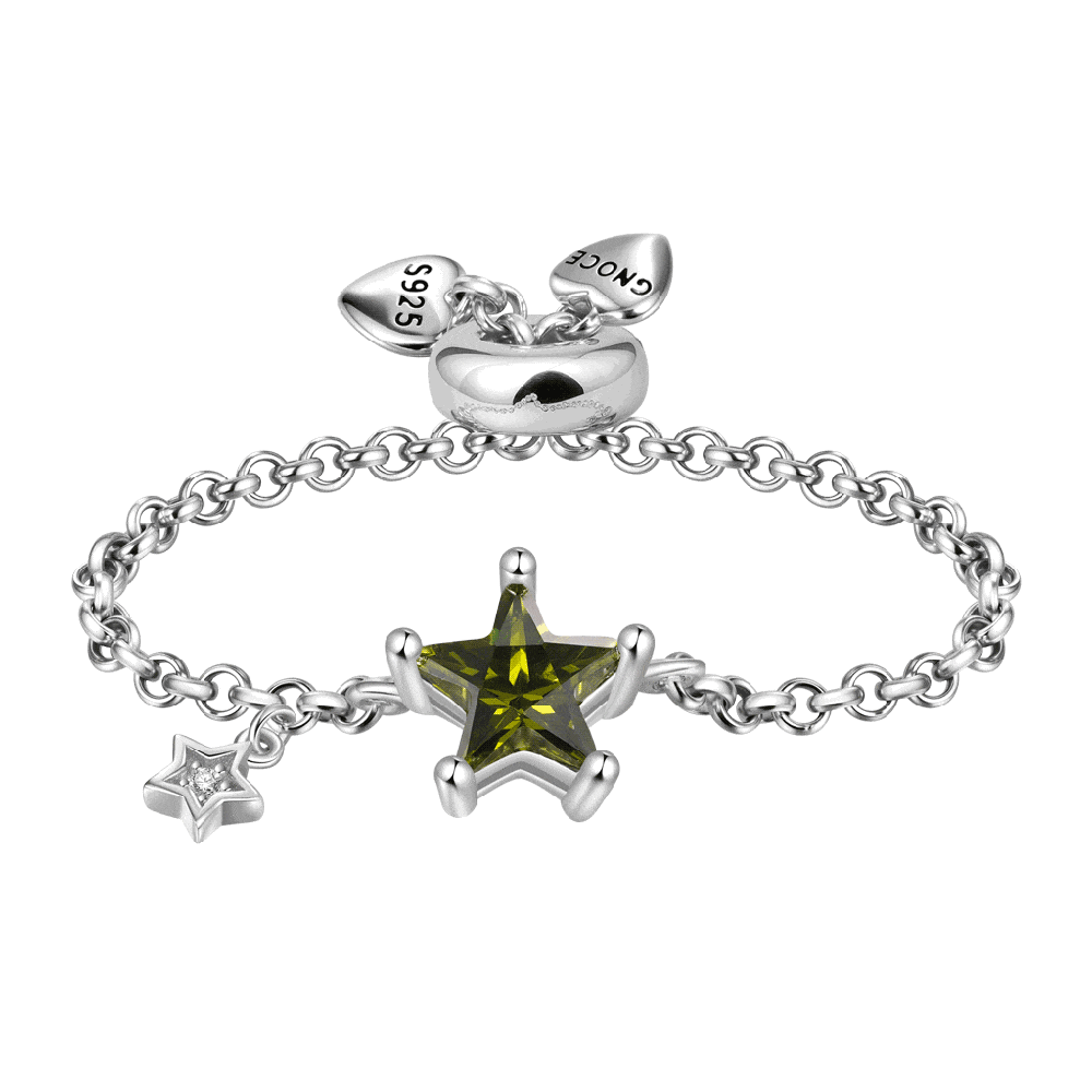 Gnoce Engravable Olive Yellow Star Chain Ring