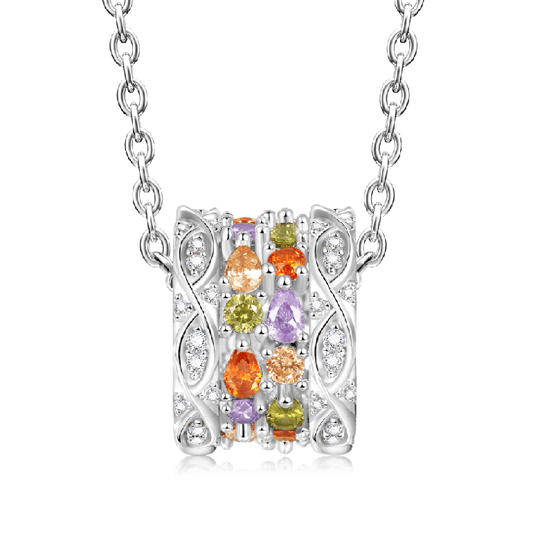Gnoce Colorful Gemstone Infinite Love Pendant Necklaces