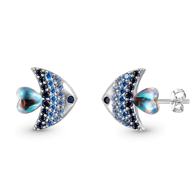 Gnoce Shinning Fish stud Earrings