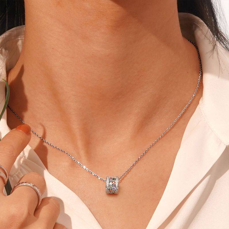 Gnoce Colorful Gemstone Infinite Love Pendant Necklaces