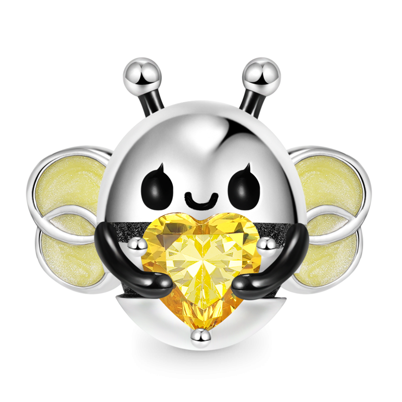 Gnoce Bee Embraces Heart Gem Charm