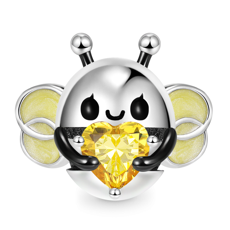 Gnoce Bee Embraces Heart Gem Charm