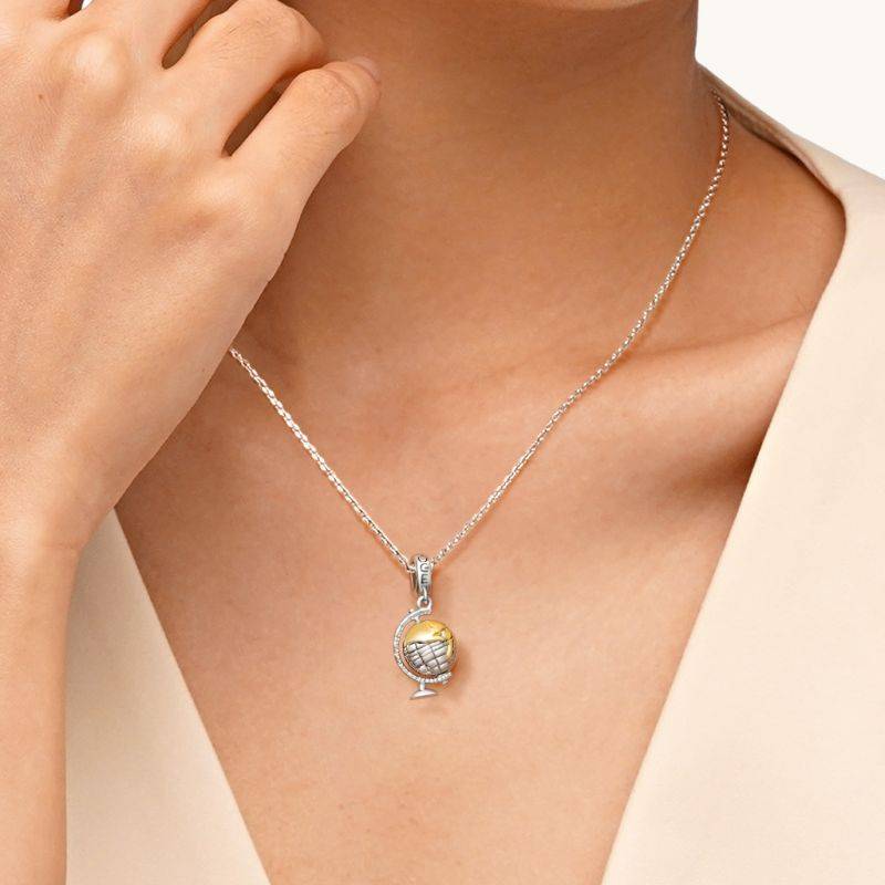 Gnoce Spinning World Globe Pendant Dangle Charm