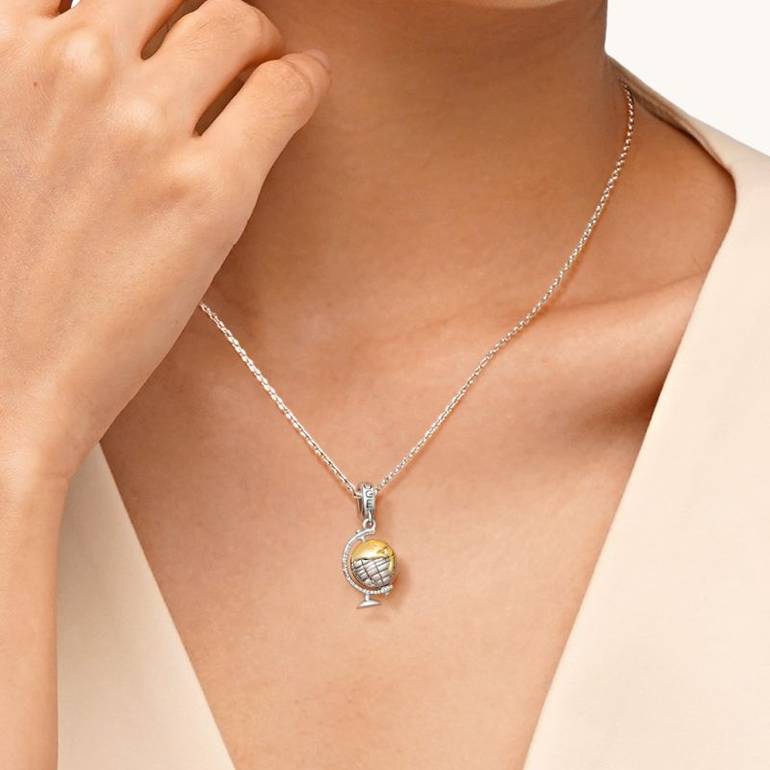 Gnoce Spinning World Globe Pendant Dangle Charm