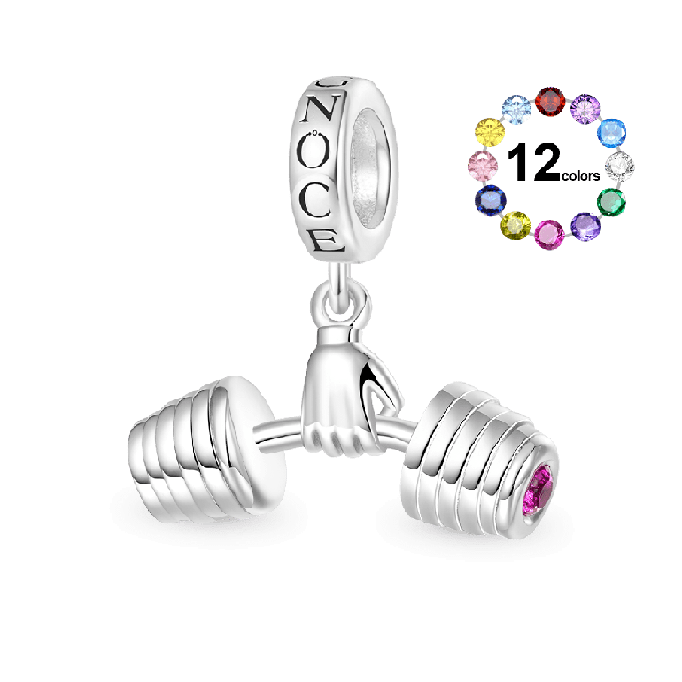 Gnoce Fitness Enthusiast Holding Dumbbell Pendant Dangle Charm