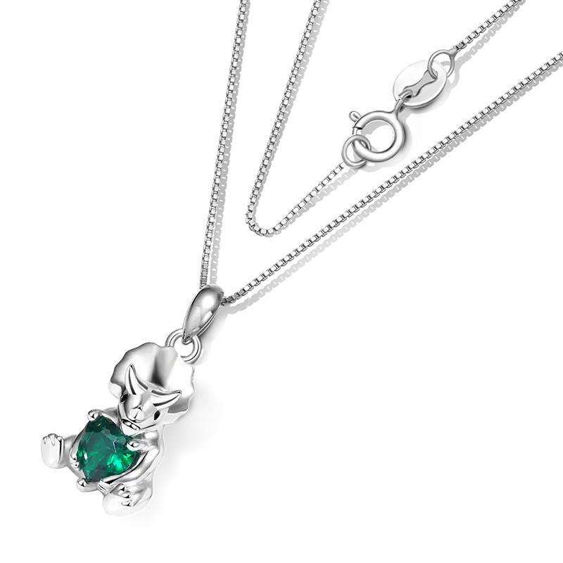 Gnoce Triceratops Embraces Heart Gem Necklaces
