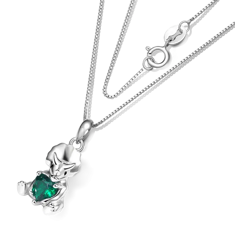 Gnoce Triceratops Embraces Heart Gem Necklaces