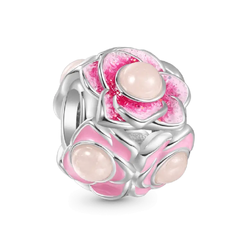 Gnoce Glow-in-the-Dark Pink Flower Ball Charm