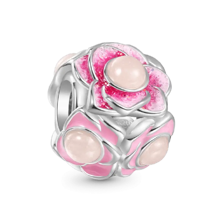 Gnoce Glow-in-the-Dark Pink Flower Ball Charm