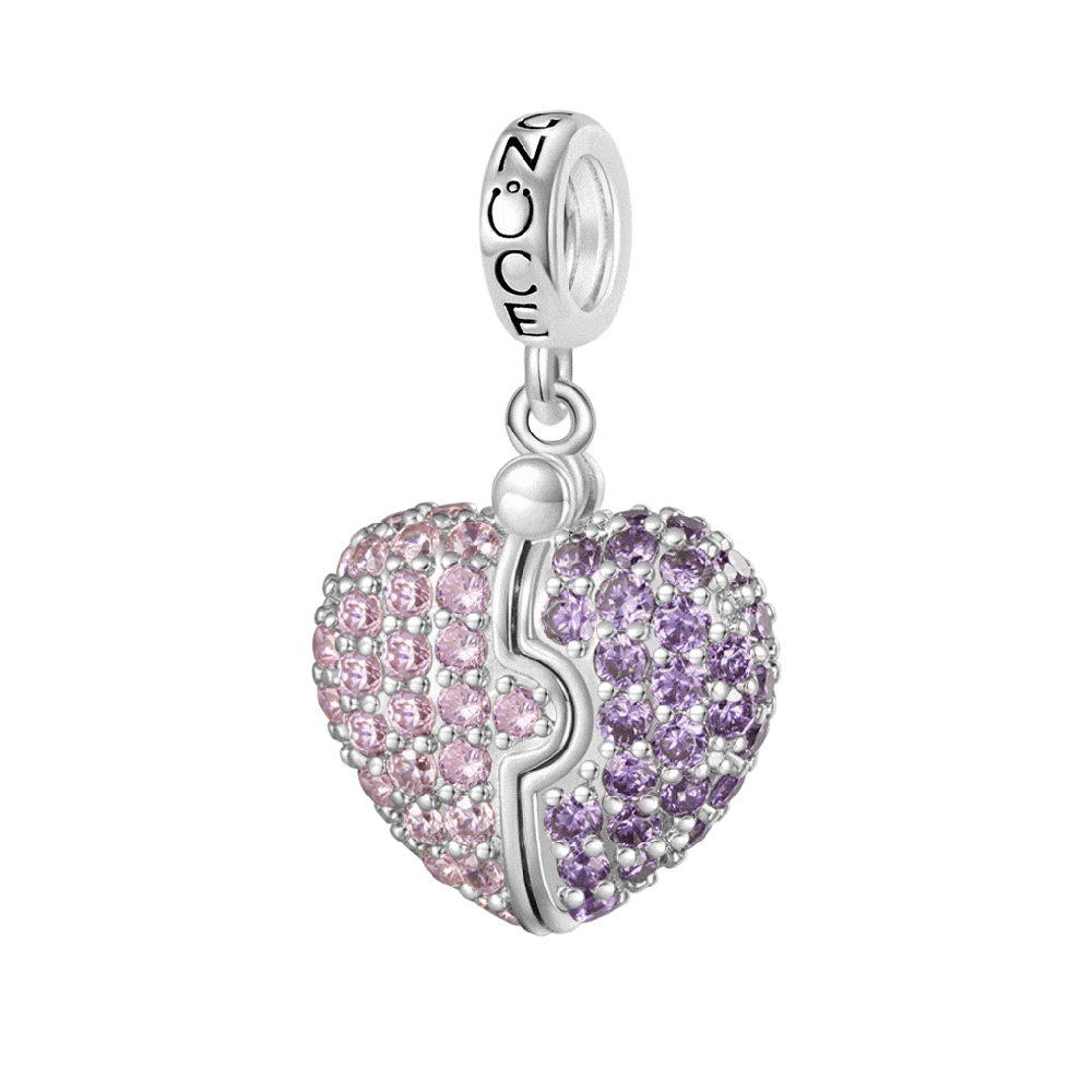 Gnoce Engravable Heart Locket Glow-in-the-Dark Pendant Dangle Charm