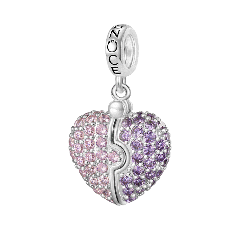 Gnoce Engravable Heart Locket Glow-in-the-Dark Pendant Dangle Charm